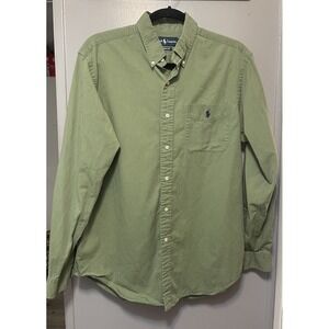 Ralph Lauren Classic Fit Long Sleeve Button Down Shirt Green -Mens Size Medium